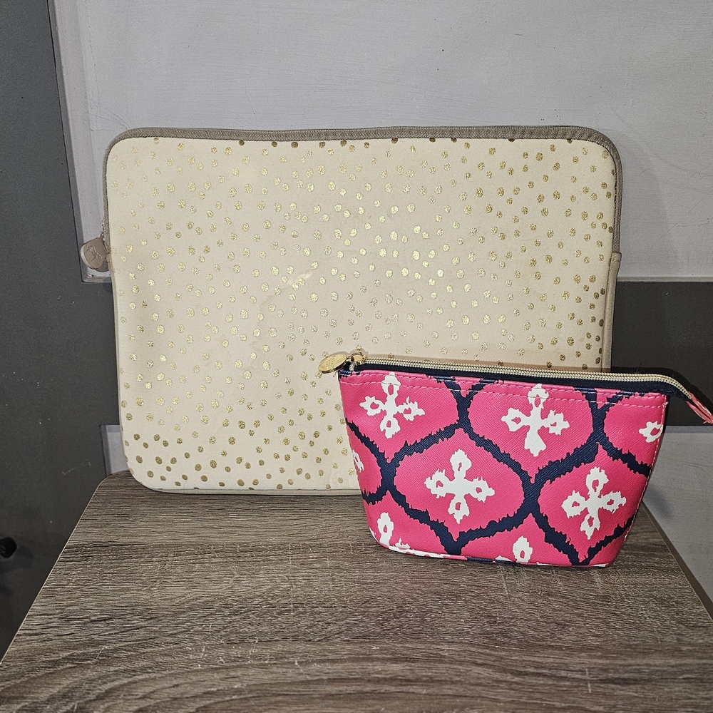 Dabney Lee Cosmetic Bag & Laptop Sleeve Bundle- EUC